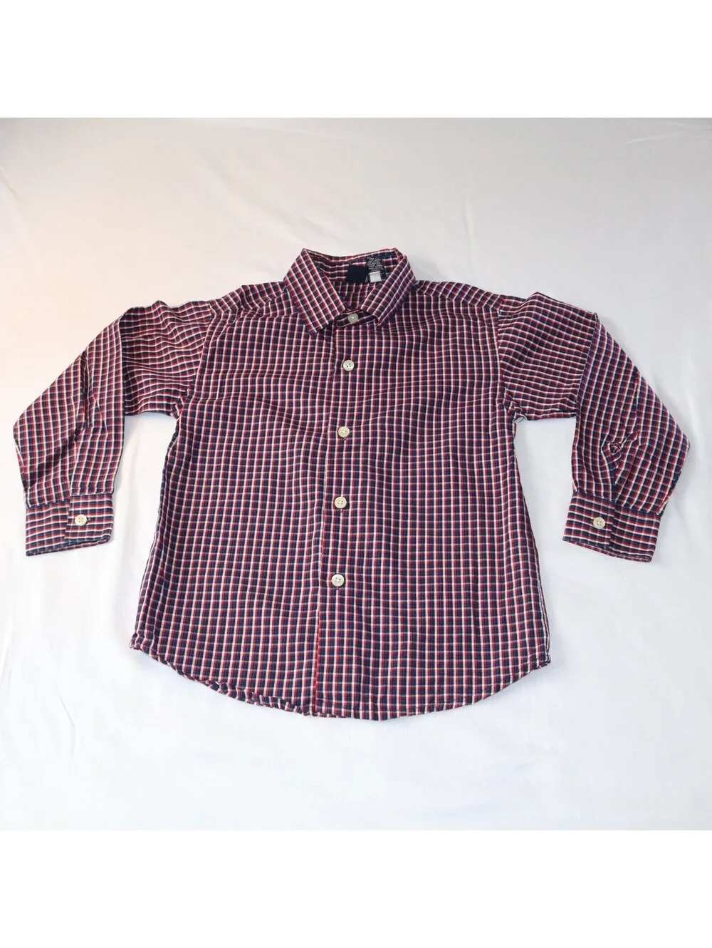 Nautica Boys Button Up Plaid Shirt Size 6 Red Blue